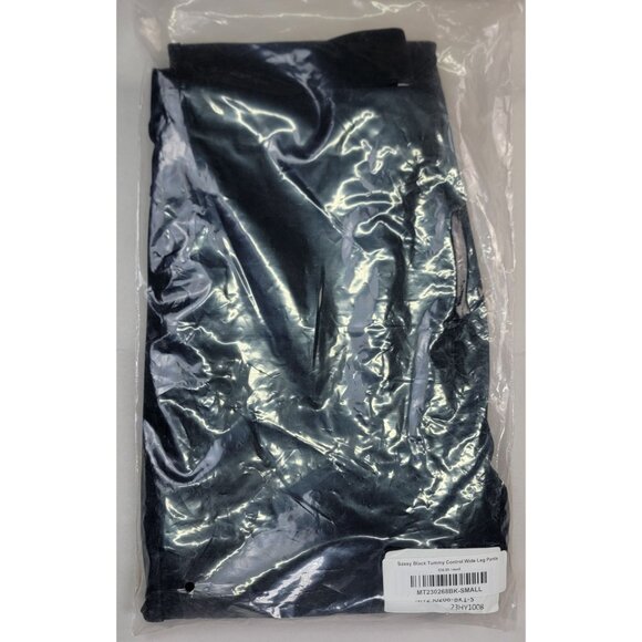 Tummy Control Pants Wide Leg Sassy Black Nylon Spandex Womens Small New in Bag - Picture 5 of 8